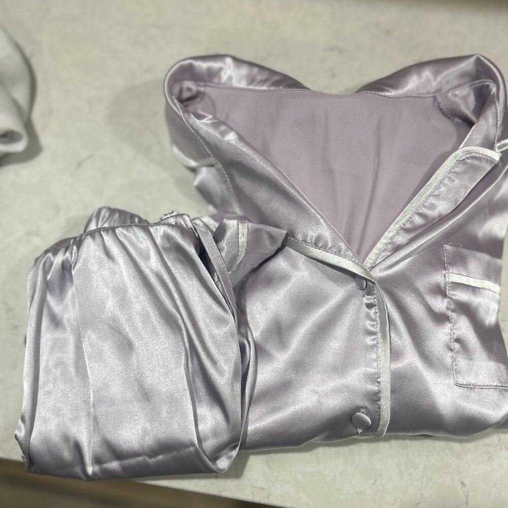 Purple Silk Pajama Set